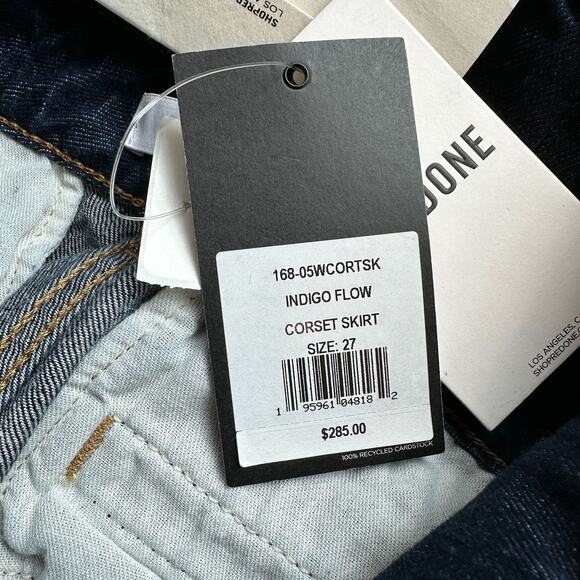 RE/DONE Corset Denim Mini Skirt Indigo SIZE 27 Jean Western Designer $285 NEW - Picture 11 of 12